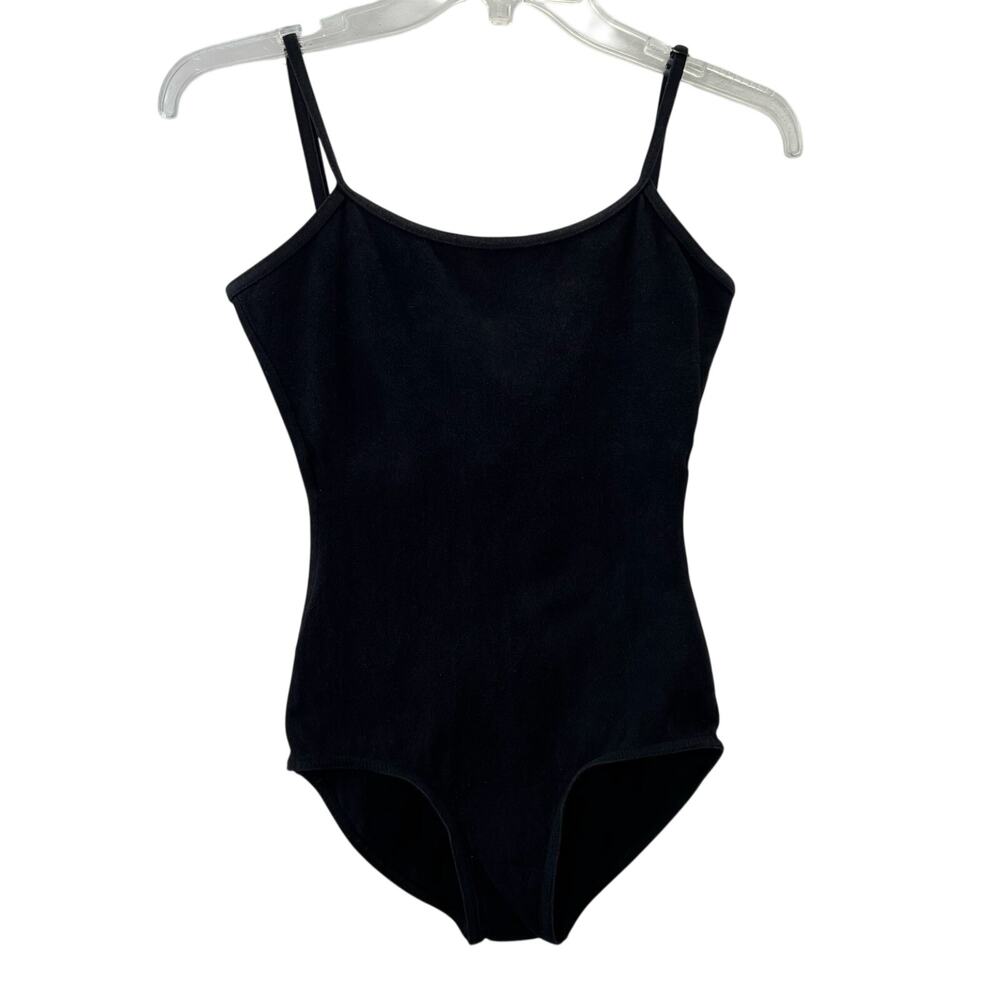 Theatrical Leotard S Women Black Spaghetti Strap Adjustable Stretch Cotton Dance